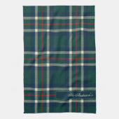 Elegant Preppy Plaid Monogram Christmas Theedoek (Verticaal)