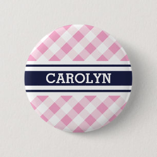 elegant preppy roze het patroonmonogram van de ronde button 5,7 cm