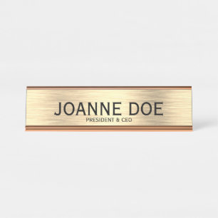 Elegant President & CEO Metallic Name Bord Bureau Naambordje