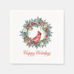 Elegant Prettige feestdagen Wreath Red Kardinaal Servet