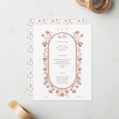 Elegant Pretty Floral Botanical Wedding Invitation (Devant/Arrière en situation)