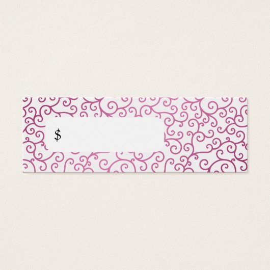 Elegant Prijs Label Modern Swirls Roze Mini Visitekaartjes (Voorkant)