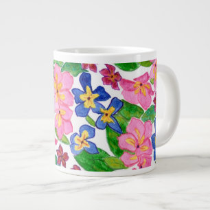 Élégant Primroses rose et bleu Jumbo Mug