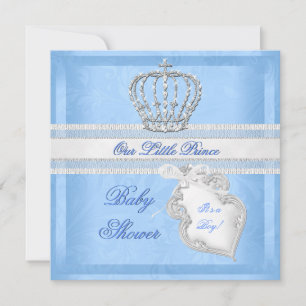 Elegant Prince Baby shower Boy Blue Little Prince Kaart