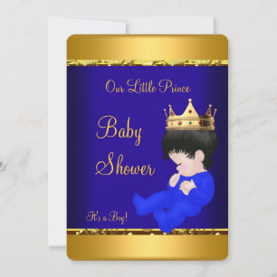 Elegant Prince Baby shower Royal Blue Gold Boy Kaart