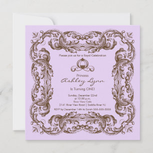 Elegant  Princess Birthday Party Invitation Kaart