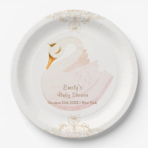 Elegant Princess Swan Girl Baby shower Papieren Bordje
