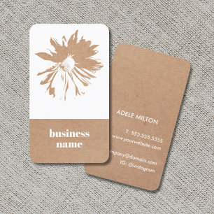 Elegant Printed Kraft White Floral Visitekaartje