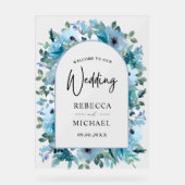 Elégant printemps bleu poussiéreux mariage accueil (Recto)