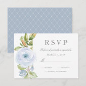 Elégant Printemps Floral Dusty Blue Wedding RSVP (Devant / Derrière)