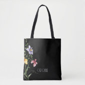 Elégant printemps noir floral Boho mignonne Sac fo (Devant)