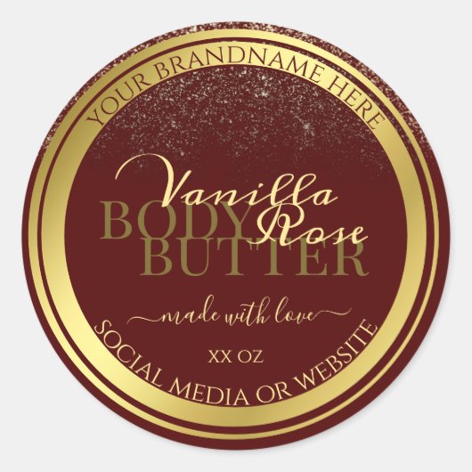 Elegant Product Packaging Labels Bourgogne en Gold (Voorkant)