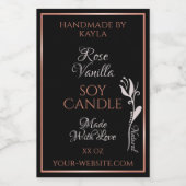 Élégant produit Étiquette noir avec cadre or Rose (Étiquettes simples)