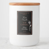 Élégant produit Étiquette noir avec cadre or Rose (Devant)