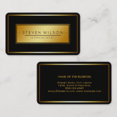 Elegant Professional Black Modern Plain Gold Visitekaartje (Voorkant / Achterkant)