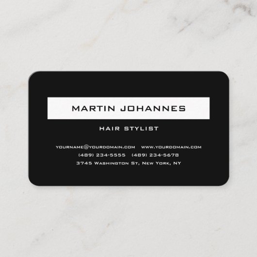 Elegant Professional Black White Plain Visitekaartje (Voorkant)