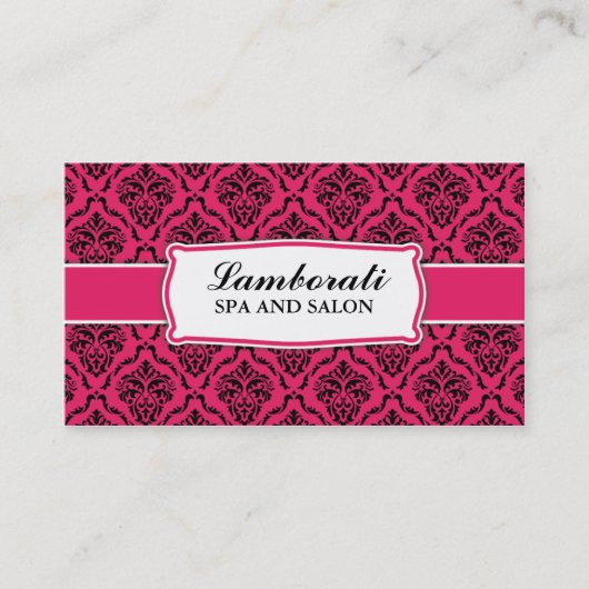 Elegant Professional Damask Floral Pattern Salon Visitekaartje (Voorkant)