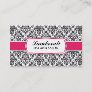 Elegant Professional Damask Floral Pattern Salon Visitekaartje