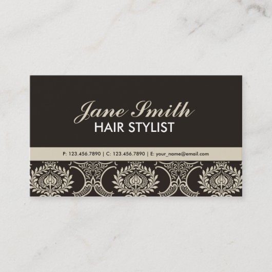 Elegant Professional Damask Floral Pattern Visitekaartje (Voorkant)