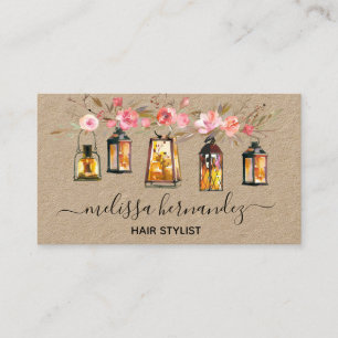 Elegant Professional Floral Hair Stylist Coral Visitekaartje