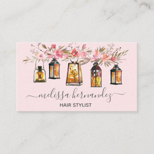 Elegant Professional Floral Hair Stylist Roos Gold Visitekaartje (Voorkant)