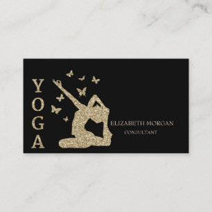 Elegant Professional Glitter Women Silhouette Yoga Visitekaartje