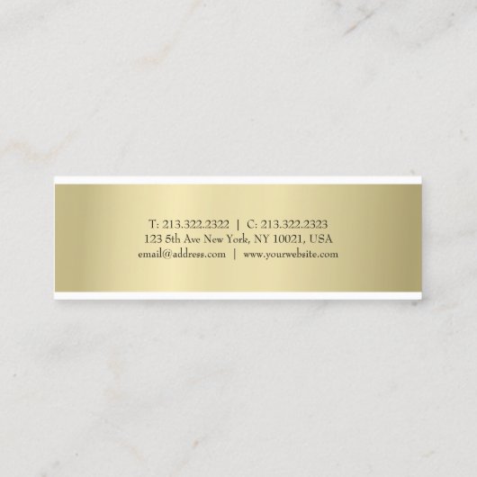Elegant Professional Gold Blik Minimalistisch Mode Mini Visitekaartje (Achterkant)