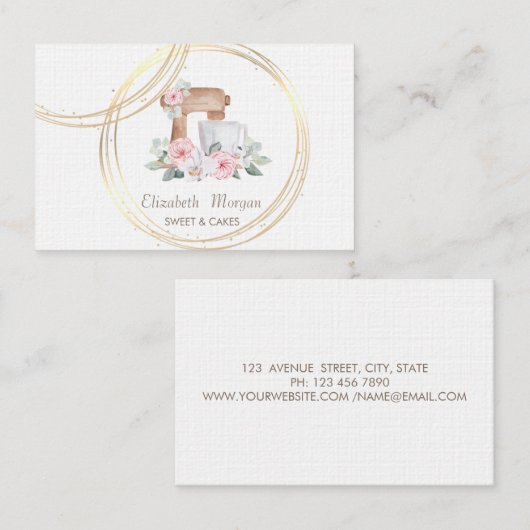 Elegant Professional Gold Circles Cake Mixer Visitekaartje (Voorkant / Achterkant)
