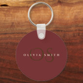 Elegant Professional Gold en Bourgogne Monogram Sleutelhanger (Voorkant)