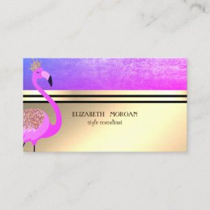Elegant Professional Gold, Stripes, Roze Flamingo Visitekaartje