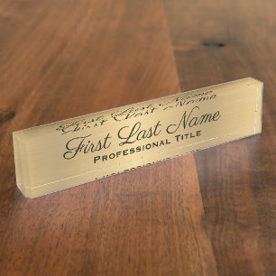Elegant Professional Kantoor Sign Faux Gold Naambordje