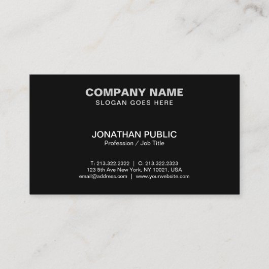 Elegant Professional Modern Corporate Black Visitekaartje (Voorkant)