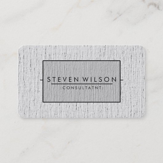 Elegant Professional Modern Subtle Plain Linen Visitekaartje (Voorkant)