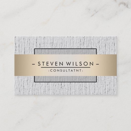 Elegant Professional Modern Subtle Plain Linen Visitekaartje (Voorkant)