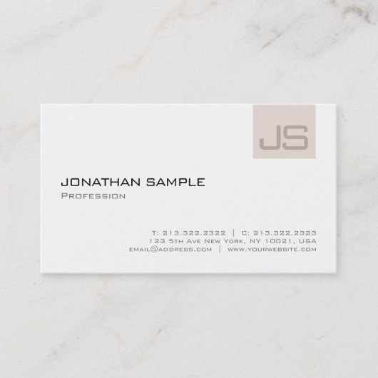 Elegant Professional Monogram Modern Simple Plain Visitekaartje (Voorkant)