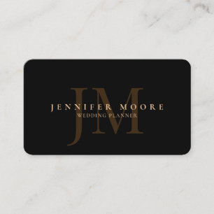 Elegant Professional Plain Black Gold Monogram Visitekaartje