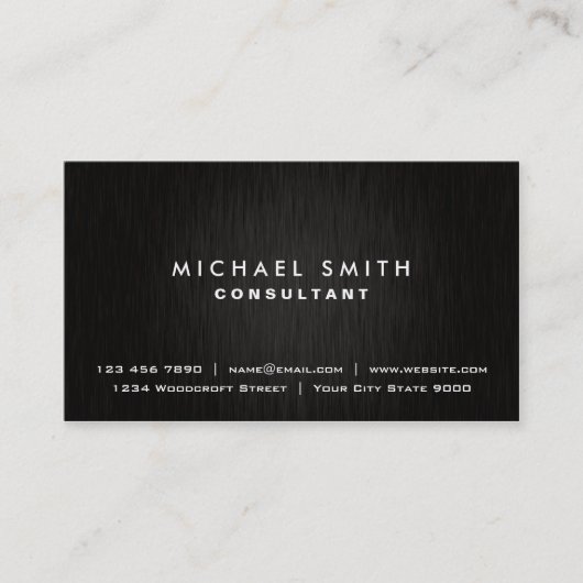 Elegant Professional Plain Black Modern Metal Visitekaartje (Voorkant)