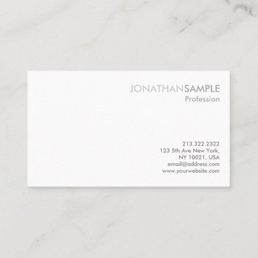 Elegant Professional Plain Black White Grey Matte Visitekaartje (Achterkant)