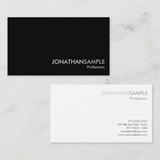 Elegant Professional Plain Black White Grey Matte Visitekaartje (Voorkant / Achterkant)