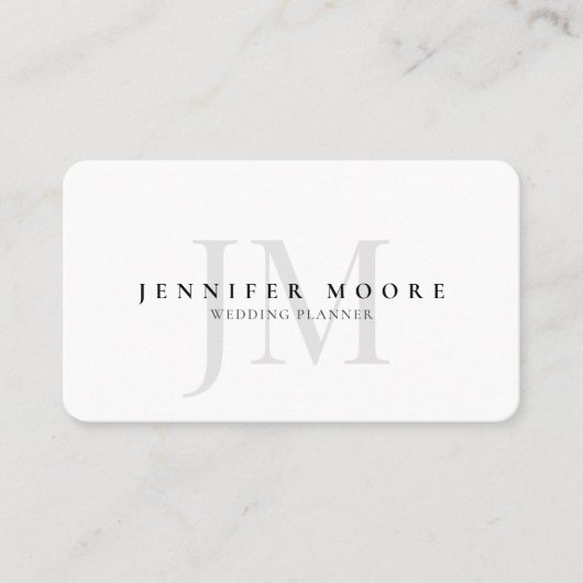 Elegant Professional Plain Black White Monogram Visitekaartje (Voorkant)