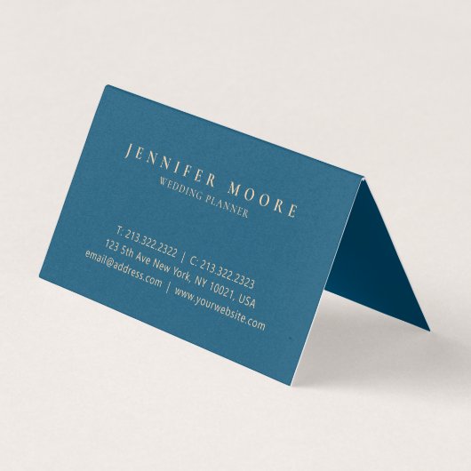 Elegant Professional Plain Blue Gold Monogram Visitekaartjes (Achterkant)