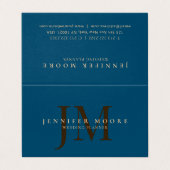 Elegant Professional Plain Blue Gold Monogram Visitekaartjes (Buitenkant ongevouwen)