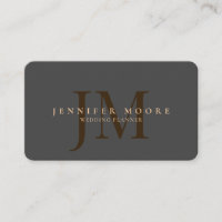 Elegant Professional Plain Grey Gold Monogram