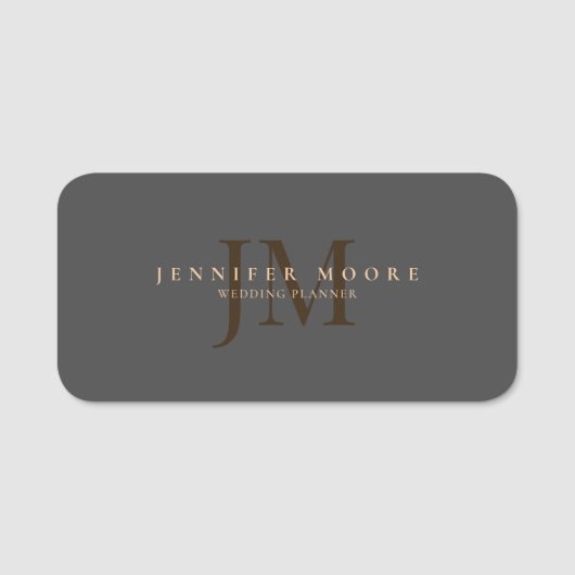 Elegant Professional Plain Grey Gold Naamplaatje (Voorkant)