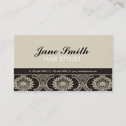 Elegant Professional Retro Damask Floral Visitekaartje (Voorkant)