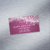 Elegant Professional Silver Sparging Wave Pink Magnetisch Visitekaartje (Voorbeeld)