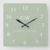 Elegant Professional Simple Monogram Minimalist Vierkante Klok (Voorkant)