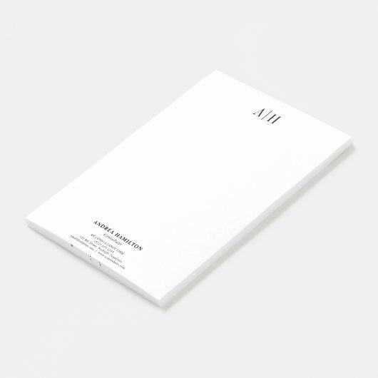 Elegant Professional Two Monogram Business Post-it® Notes (Schuin)