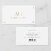 Elegant Professioneel Minimalistisch Goud Monogram Visitekaartje (Voorkant / Achterkant)
