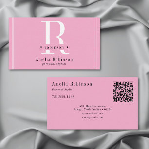 Elegant Professioneel Monogram Roze Zwart & Wit Visitekaartje